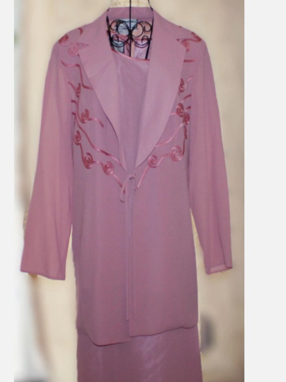 Vintage Misty Lane Evening 3-Piece Set NWT 22 Dusty Rose Chiffon Dress Suit